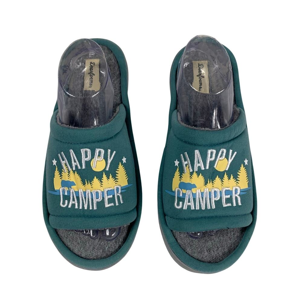 Dearfoams Men's Lennox "Happy Camper" Slippers Size 9-10